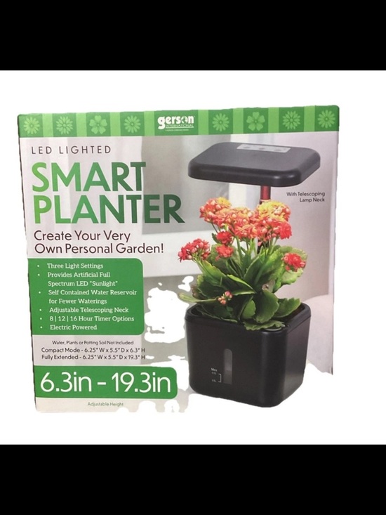 Gerson International Other - Gerson Smart Planter LED Lighted Indoor Planter Adjustable Height - Black